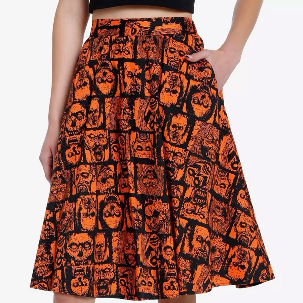 NWT Hot Topic Social Collision Zombie Grid Retro Skirt small